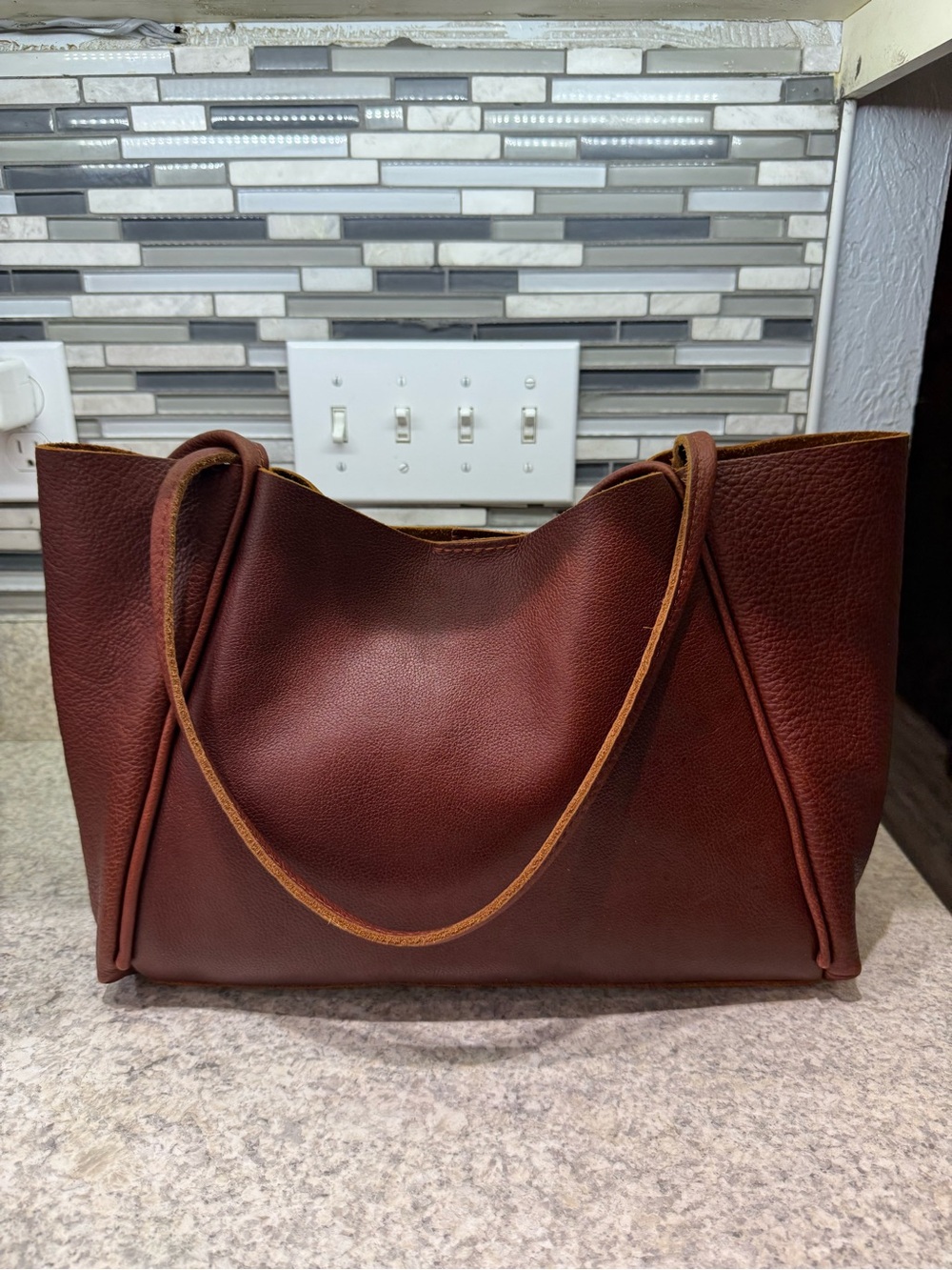 Portland Leather Nutmeg large Verona Tote Bag